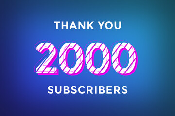 2000 subscribers celebration greeting banner with Stripe Design