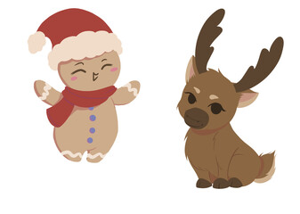 Fototapeta premium A reindeer and a gingerbread man.