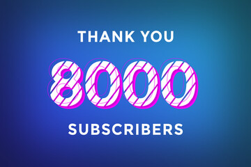 Obraz premium 8000 subscribers celebration greeting banner with Stripe Design