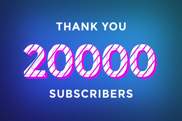 Obraz premium 20000 subscribers celebration greeting banner with Stripe Design