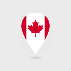 Map pointer button pin with Canadian Flag