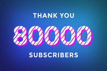 80000 subscribers celebration greeting banner with Stripe Design