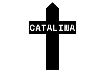 Catalina: Illustration eines schwarzen Kreuzes mit dem Vornamen Catalina © Modern Design & Foto