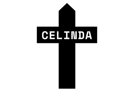 Celinda: Illustration eines schwarzen Kreuzes mit dem Vornamen Celinda