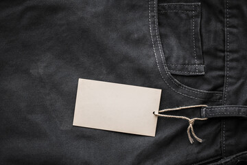 Cloth jean label tag with blank black mockup