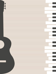 Guitar and piano vector. Instrument themed background.
