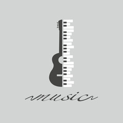 Guitar and piano vector. Instrument themed background. © DUYGU YALÇIN