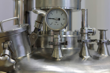 steel chemical reactor with pressure gauge