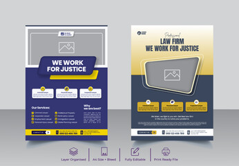 Modern editable print flyer for law Firm service and law consultation poster or brochure cover template design
