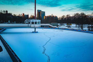 skating rink in hamburg blue hour , Eisbahn Hamburg 