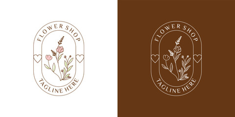 Vector abstract logo design template in trendy linear minimal style