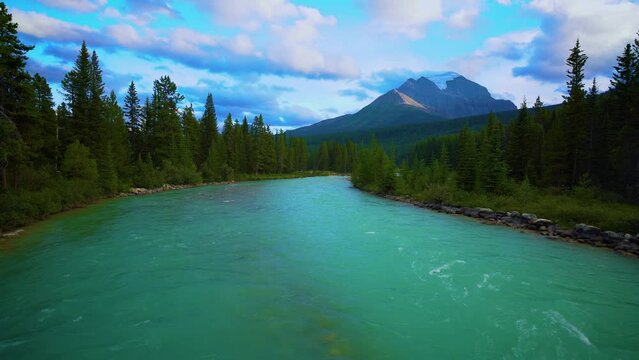 Glacier River In Scenic Mountain Forest