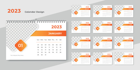 Professional creative abstract modern 2023 desk calendar design template