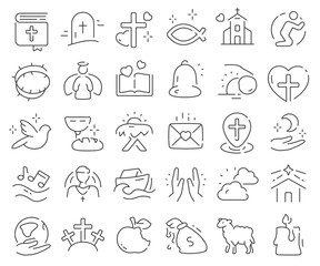 Christianity line icons collection. Thin outline icons pack. Vector illustration eps10