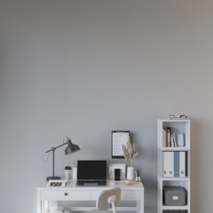 Young Study Room Wall Mockup, Work Room Empty Wall Design, Office in Home Design