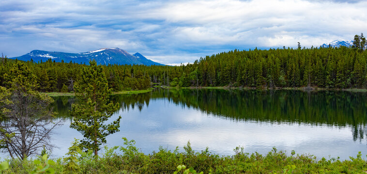 Snafu Lake panorama taiga landscape Yukon T Canada