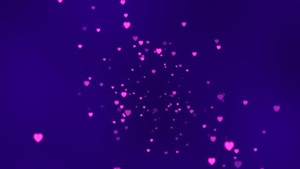 Pink confetti love hearts floating in blue space wallpaper background 