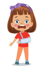 sad child with broken arm
