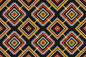 Fabric tribal pattern art. Geometric ethnic seamless pattern traditional. American, Mexican style. Design for background, wallpaper, illustration, fabric, clothing, carpet, textile, batik, embroidery.