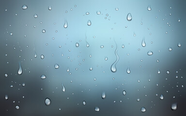 Realistic vector illustration of water drops on window - obrazy, fototapety, plakaty