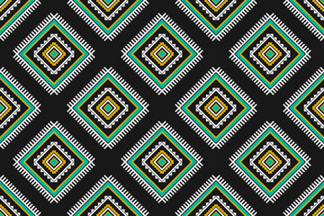Fabric tribal pattern art. Geometric ethnic seamless pattern traditional. American, Mexican style. Design for background, wallpaper, illustration, fabric, clothing, carpet, textile, batik, embroidery.