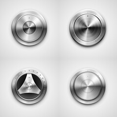 High detailed vector illustration of metallic knobs.