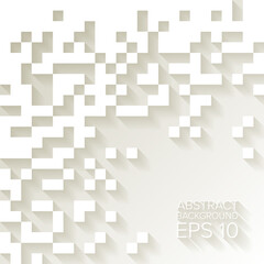 Abstract white squares vector background with long shadow