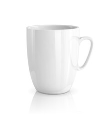 High detailed vector illustration of white cup isolated on white background