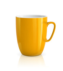 High detailed vector illustration of yellow cup isolated on white background
