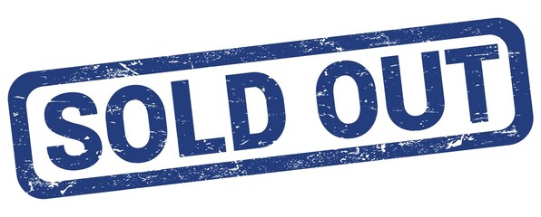 SOLD OUT text written on blue rectangle stamp.