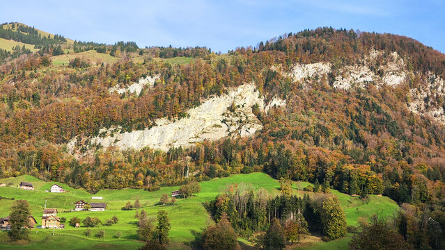 Autumnal landscape on the Swiss alps