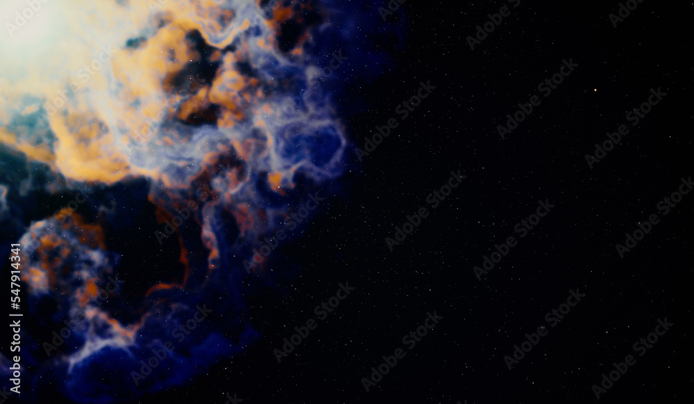 Poster colorful space background with nebula and stars. 3d rendering.