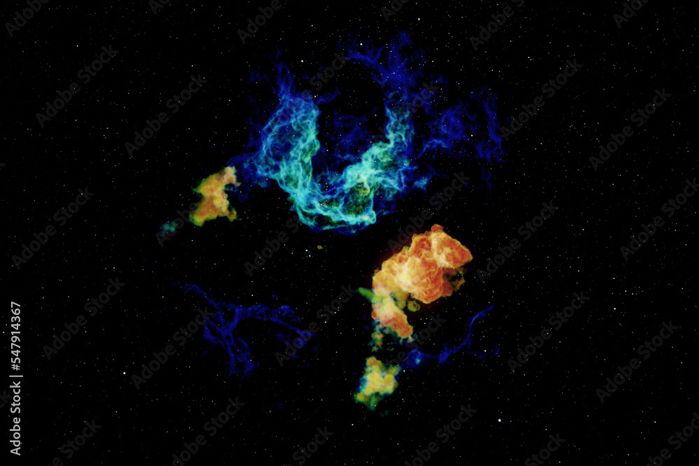 Poster colorful space background with nebula and stars. 3d rendering.