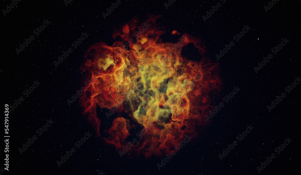 Poster colorful space background with nebula and stars. 3d rendering.