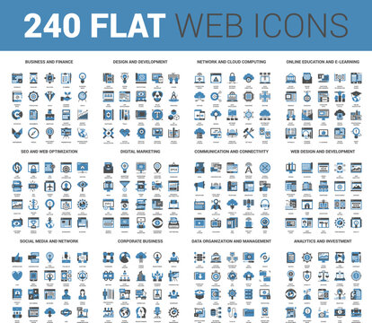 Vector set of 240 64X64 pixel perfect flat web icons. Fully editable and easy to use.