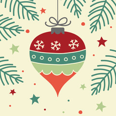 Hand drawn Christmas ball. Design of a background. Vector illustration