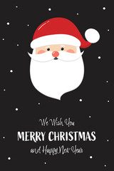 Cute Santa Claus. Christmas card with wishes. Vector illustration