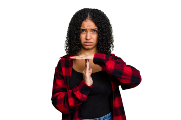 Young cute brazilian woman isolated showing a timeout gesture.