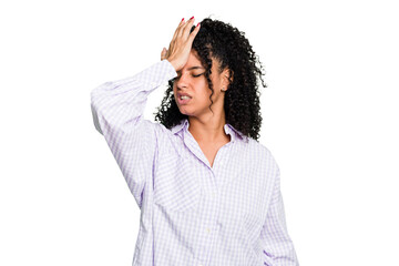 Young cute brazilian woman isolated forgetting something, slapping forehead with palm and closing eyes.