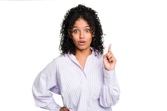 Young cute brazilian woman isolated having an idea, inspiration concept.