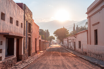 street view of purmamarca native town in northern argentina
