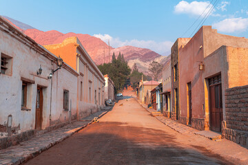 Fototapeta na wymiar street view of purmamarca native town in northern argentina