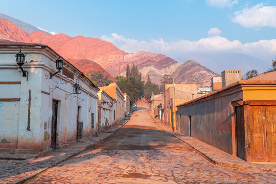 street view of purmamarca native town in northern argentina