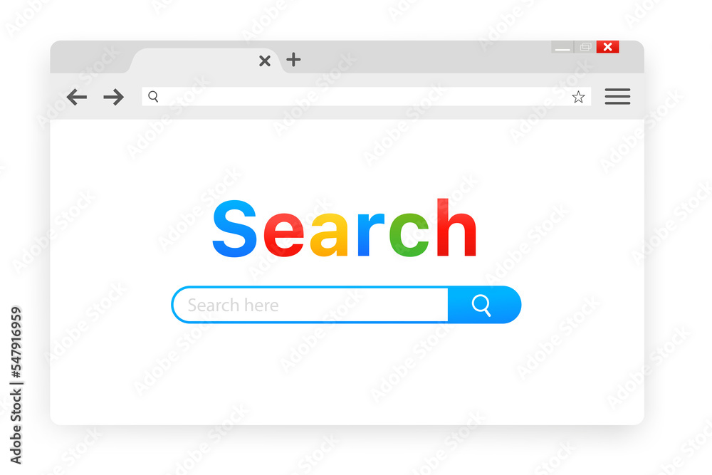 Poster search bar with address bar. the search string for advertising on an internet page. web search panel