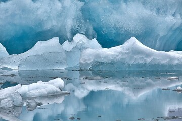 Block of glacier ice in arctic waters