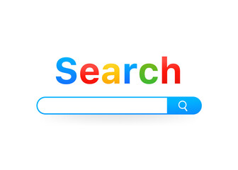 Search bar with address bar. The search string for advertising on an Internet page. Web search panel template, internet search. Vector illustration