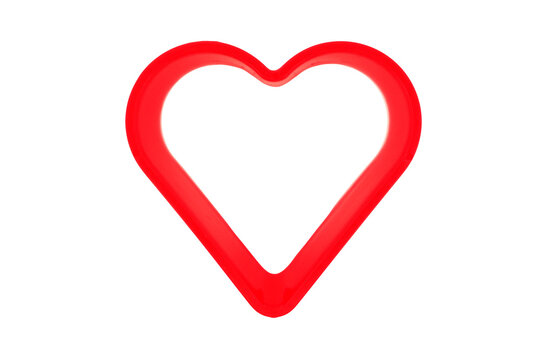 Red heart cookie cutter for christmas or love and valentine  isolated on transparency photo png file 