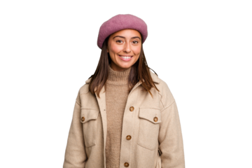 Young caucasian woman wearing winter jacket isolated happy, smiling and cheerful.