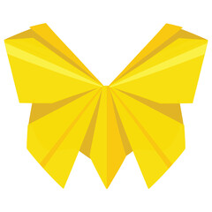 Origami paper butterfly in yellow color. Folded paper artwork.