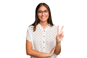 Young cute caucasian woman isolated showing number two with fingers.